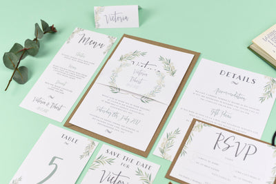 Aisling Eucalyptus Leaves Wedding Invitations