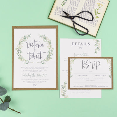 Aisling Eucalyptus Leaves Wedding Invitations