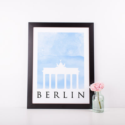 Travel Poster - BERLIN - Watercolour Spire and Gate Print