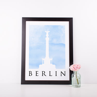 Travel Poster - BERLIN - Watercolour Spire and Gate Print