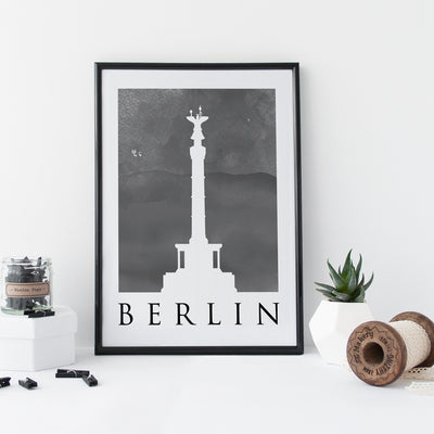 Travel Poster - BERLIN - Watercolour Spire and Gate Print