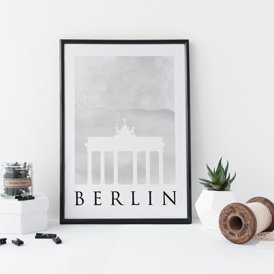 Travel Poster - BERLIN - Watercolour Spire and Gate Print
