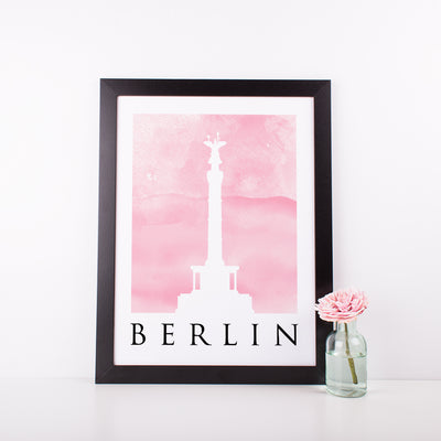 Travel Poster - BERLIN - Watercolour Spire and Gate Print