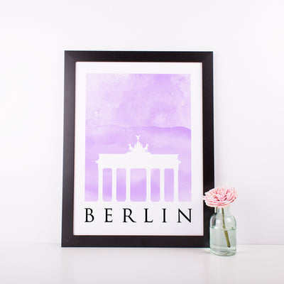 Travel Poster - BERLIN - Watercolour Spire and Gate Print