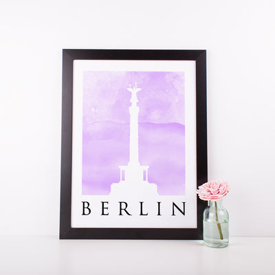 Travel Poster - BERLIN - Watercolour Spire and Gate Print
