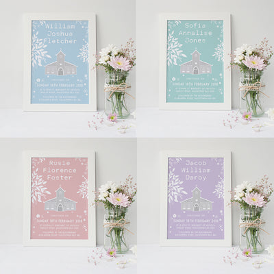 Christening Day Print - Children's Keepsake Art - 4x Colours