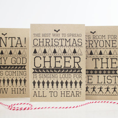 Christmas Cards A6 - Christmas Jumper Elf Cards - Rustic Kraft Christmas Cards - Multi-pack Christmas Cards!