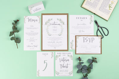Foil Aisling Eucalyptus Botanical Wedding Invitations