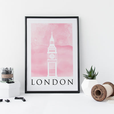 Bundle Collection of 3 Travel Posters Watercolour Blush Prints