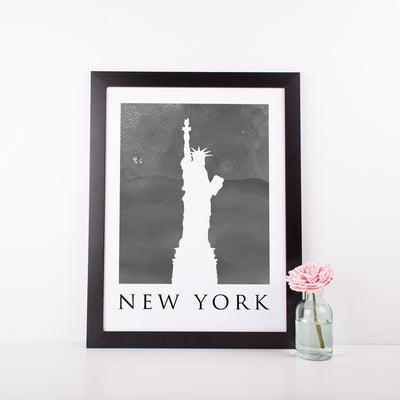 Travel Poster - NEW YORK - Watercolour Statue of Liberty Print