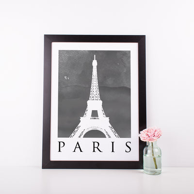 Travel Poster - PARIS - Watercolour Eiffel Tower Print
