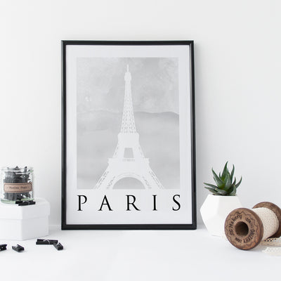 Travel Poster - PARIS - Watercolour Eiffel Tower Print