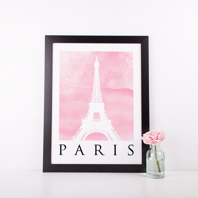 Travel Poster - PARIS - Watercolour Eiffel Tower Print