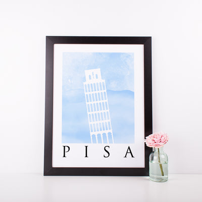 Travel Poster - PISA - Watercolour Leaning Tower Print