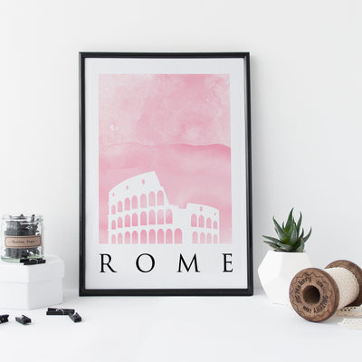 Travel Poster - Rome - Watercolour Colosseum Print