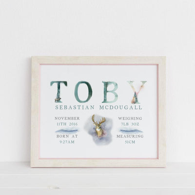 Wild One Birthday or Welcome to the World Print - Children's Keepsake Art