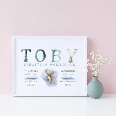 Wild One Birthday or Welcome to the World Print - Children's Keepsake Art