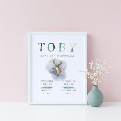 Wild One Birthday or Welcome to the World Print - Children's Keepsake Art