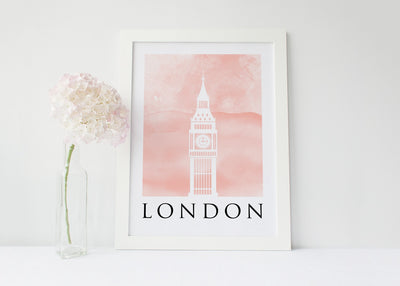Travel Poster - LONDON - Watercolour Big Ben Print