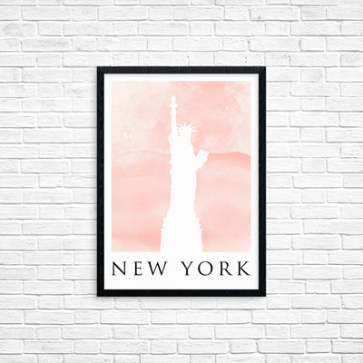 Travel Poster - NEW YORK - Watercolour Statue of Liberty Print