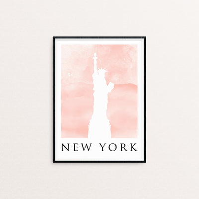 Travel Poster - NEW YORK - Watercolour Statue of Liberty Print