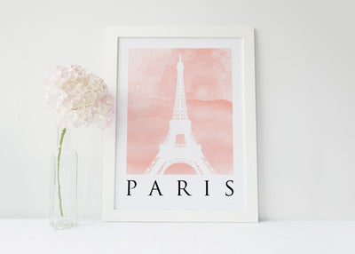 Travel Poster - PARIS - Watercolour Eiffel Tower Print