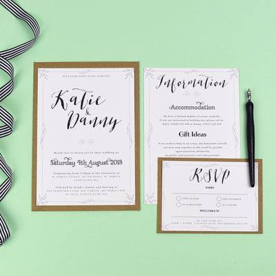 Alexa Monochrome Silhouette Wedding Invitation