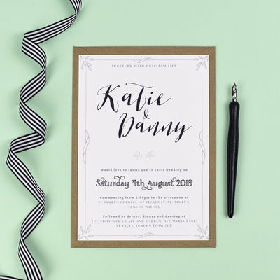 Alexa Monochrome Silhouette Wedding Invitation