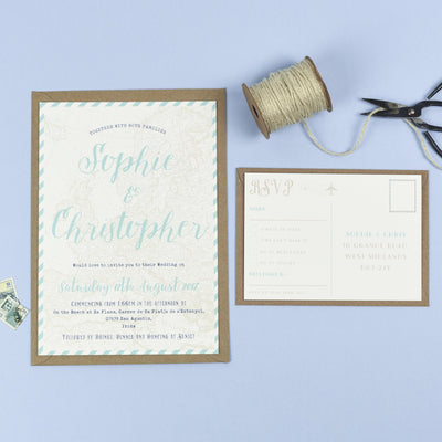 Athena Vintage Map Destination Wedding Invitations