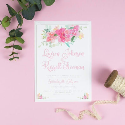 Blossom Watercolour Flowers Wedding Invitations