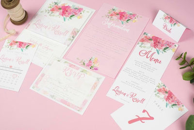 Blossom Watercolour Flowers Wedding Invitations