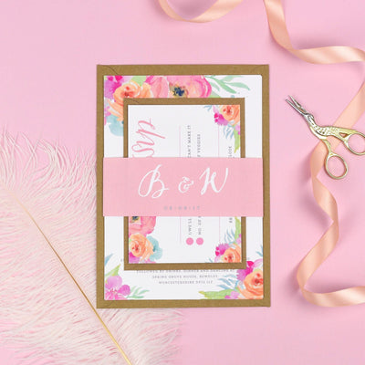 Bridget Watercolour Flowers Wedding Invitations