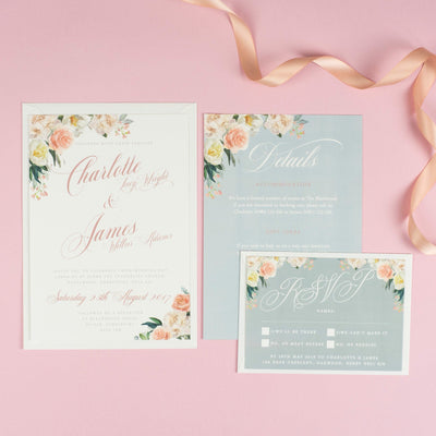 Charlotte Pretty Floral Wedding Invitations