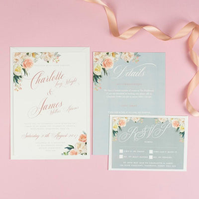 Charlotte Pretty Floral Wedding Invitations