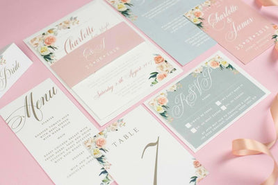 Charlotte Pretty Floral Wedding Invitations