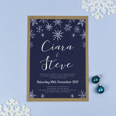 Eve Christmas Snowflake Winter Wedding Invitations
