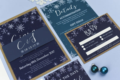 Eve Christmas Snowflake Winter Wedding Invitations