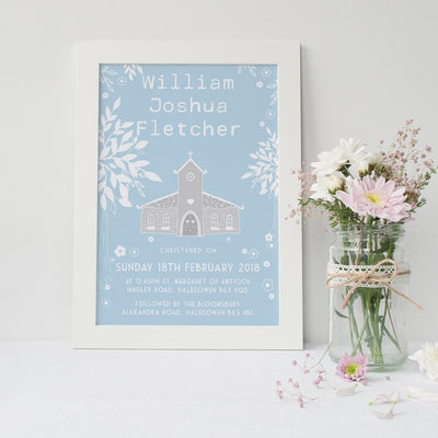 Christening Day Print - Children's Keepsake Art - 4x Colours