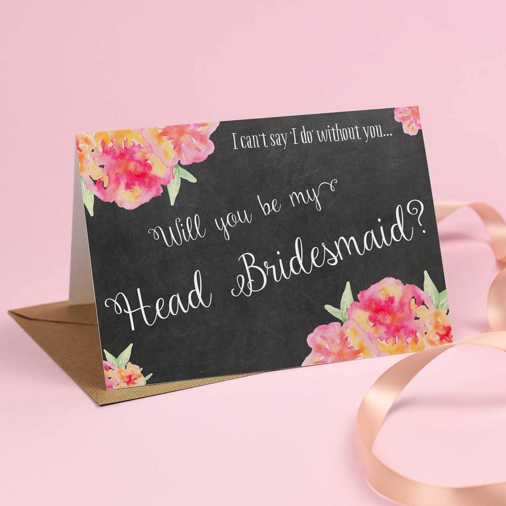 Will you be my Head Bridesmaid? Card 'Christine' Chalkboard 