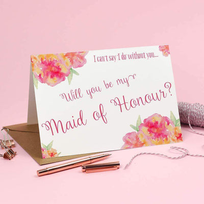 Will you be my Maid of Honour? Card 'Christine' Watercolour