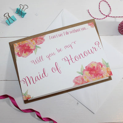 Will you be my Maid of Honour? Card 'Christine' Watercolour