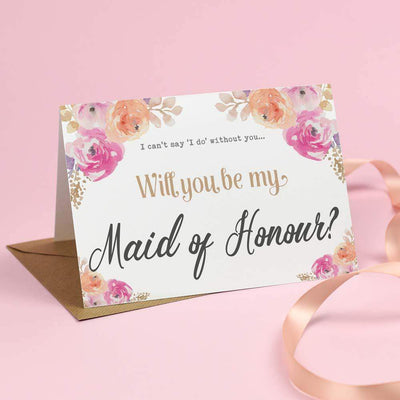 Will you be my Maid of Honour? Card Watercolour 'Viola'