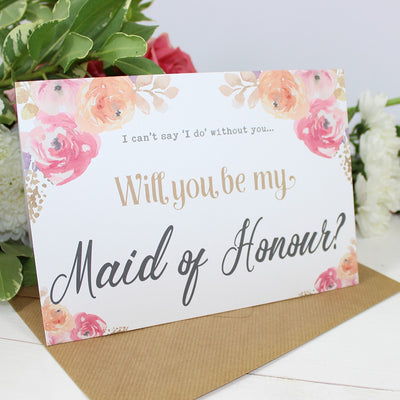 Will you be my Maid of Honour? Card Watercolour 'Viola'