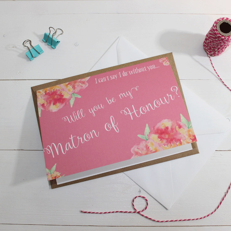 Will you be my Matron of Honour? Card 'Christine' Pink 