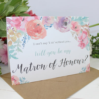 Will you be my Matron of Honour? Card Watercolour 'Selena'