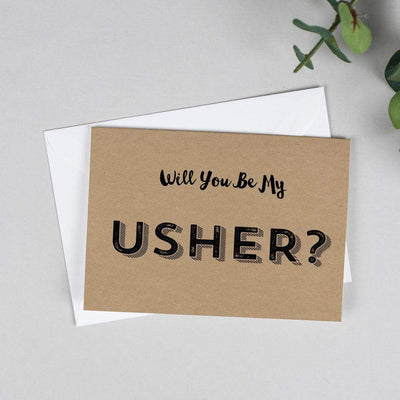 Will you be my Usher? Retro Kraft Card