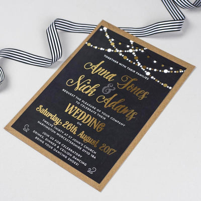 Foil Lizzie Fairy Lights Wedding Invitation