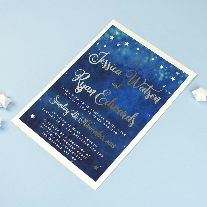 Foil Yvaine Starry Night Sky Wedding Invitations