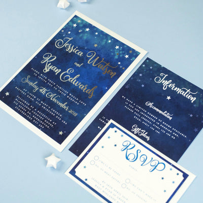 Foil Yvaine Starry Night Sky Wedding Invitations