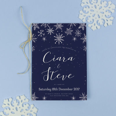 Order of Service - Eve - Watercolour Christmas Winter Wedding